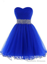 Royal Blue Sweetheart Pleats Beading Sequins Homecoming Dress